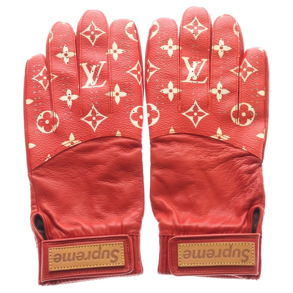 LOUIS VUITTON(ルイヴィトン) 17AW ×Supreme Monogram Leather Gloves シュプリーム モノグラム レザー グローブ 手袋 レッド MP1892