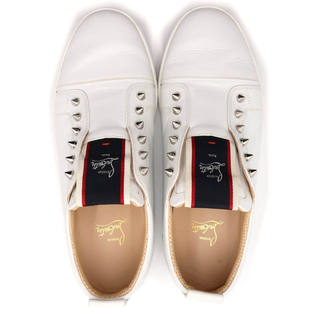 CHRISTIAN LOUBOUTIN(クリスチャンルブタン) スタッズ装飾 レザー スリッポン ローカットスニーカー ホワイト 3200465