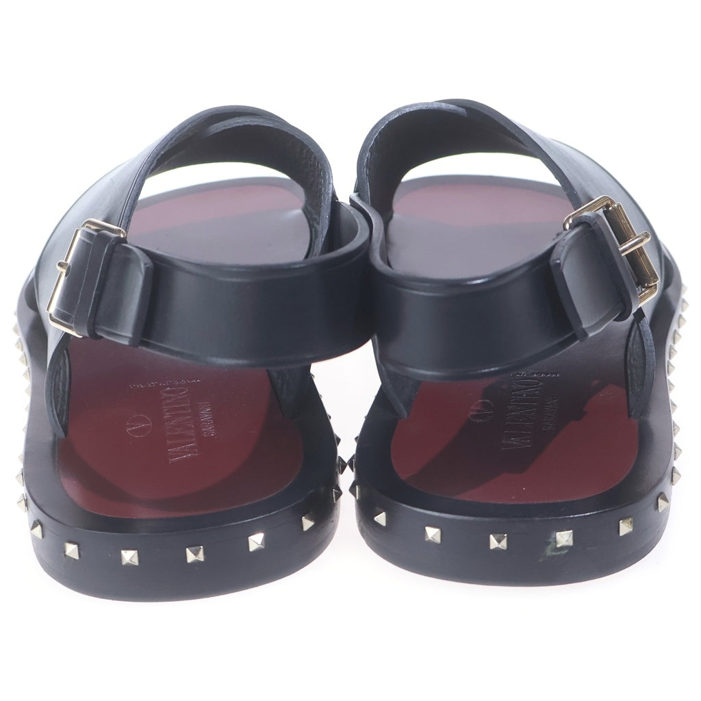 VALENTINO(ヴァレンティノ) ロックスタッズ クロスストラップ レザー フラットサンダル ブラック
