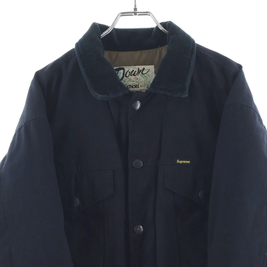 SUPREME(シュプリーム) 22AW ×Schott Canvas Down Trucker Jacket ショット キャンバス ダウン トラッカージャケット ブラック