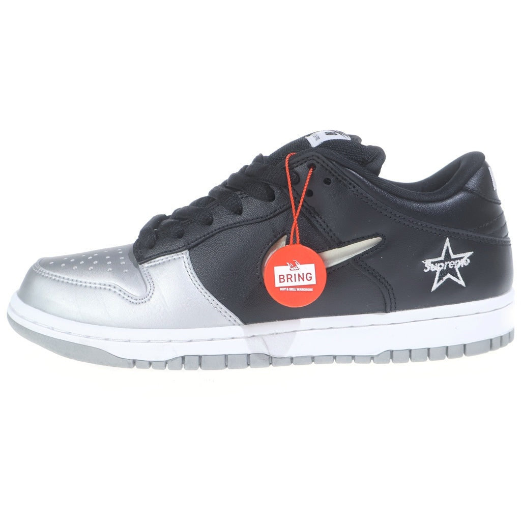 NIKE SB(ナイキエスビー) ×Supreme DUNK CK3480-001 シュプリーム ダンク カットスニーカー メタリックシルバー/ブラック レディース US7/25cm