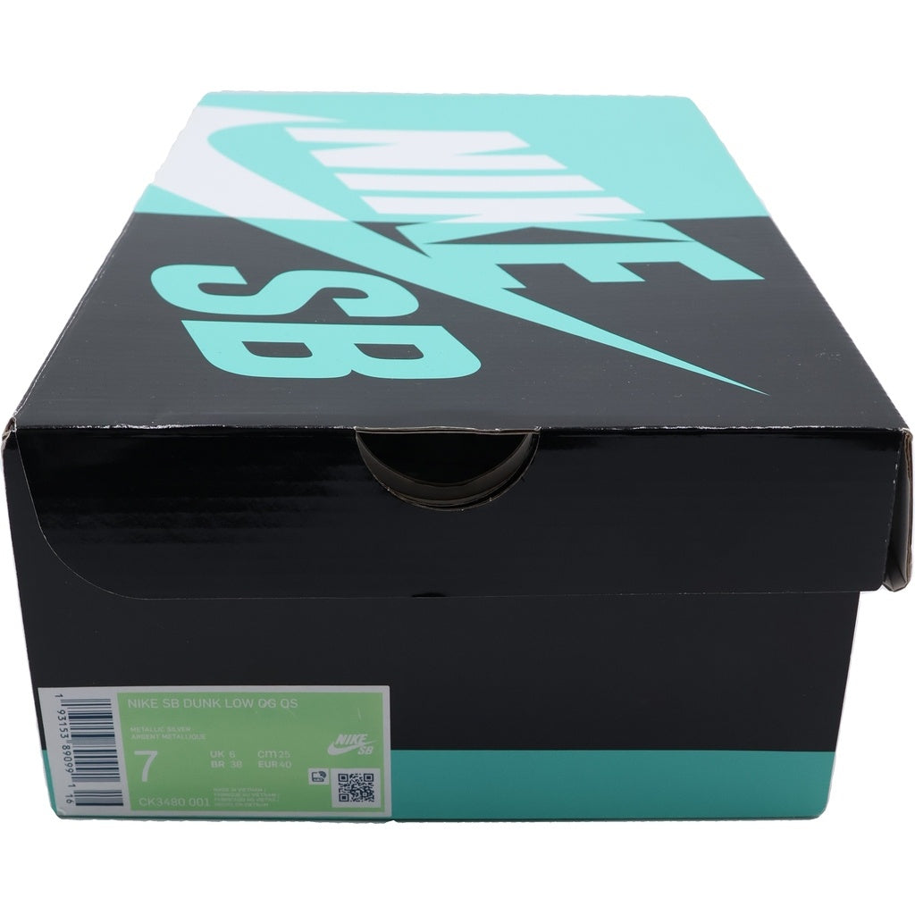NIKE SB(ナイキエスビー) ×Supreme DUNK CK3480-001 シュプリーム ダンク カットスニーカー メタリックシルバー/ブラック レディース US7/25cm