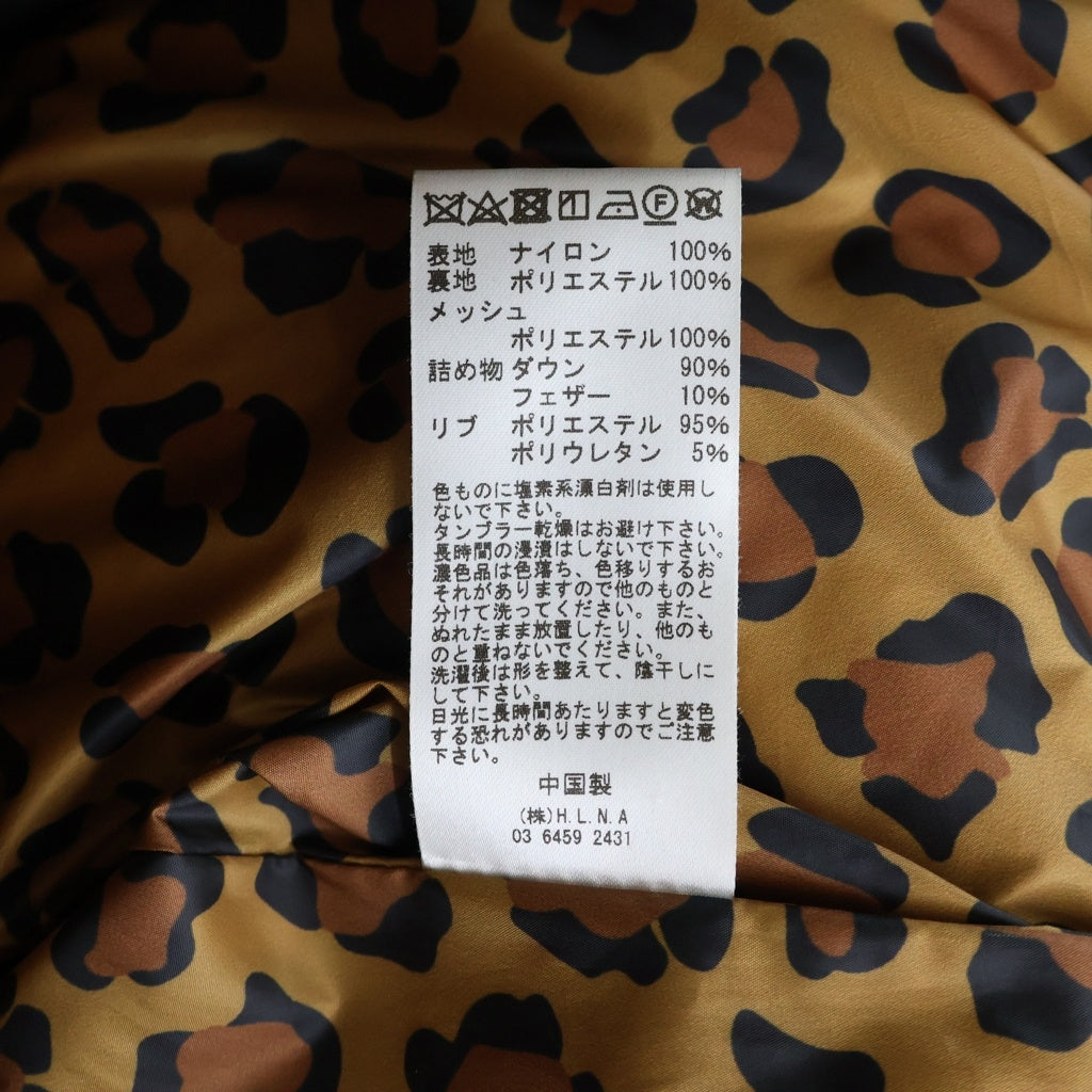 NO BRAND(ノーブランド) MAGIC NUMBER (マジックナンバー) レオパード 総柄ライナー ジップアップ ナイロン ダウン ジャケット ブラック