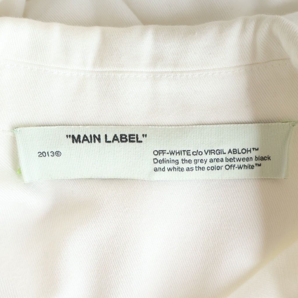 OFF-WHITE(オフホワイト) CPO ロゴプリント コットンデニム シャツ ジャケット ホワイト OMGA091F19D07023