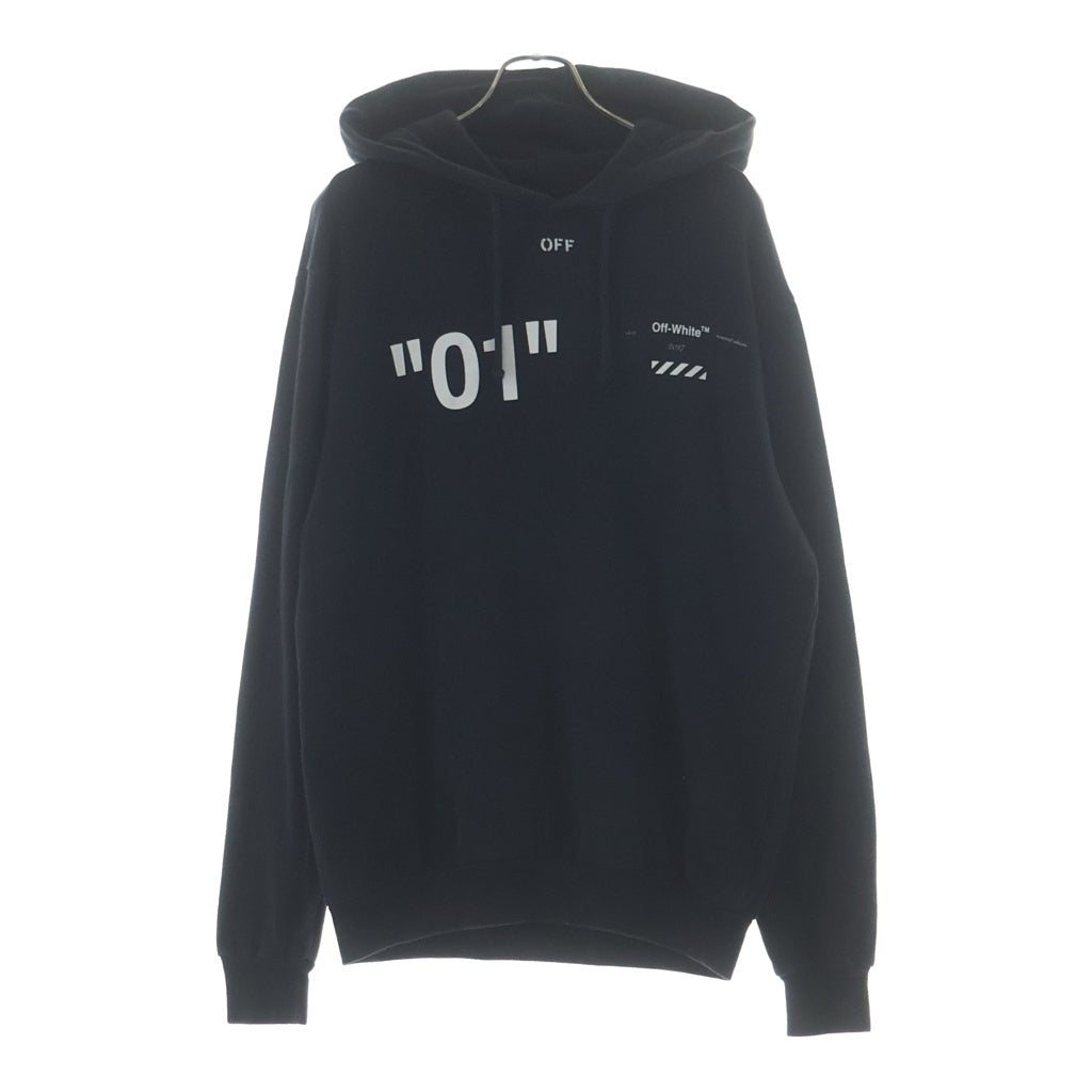 OFF-WHITE オフホワイト 18AW ロゴプリント スウェットプルオーバーパーカーブラック OMBB029F18A54002 OFF-WHITE(オフホワイト) 18AW ロゴプリント スウェットプルオーバー