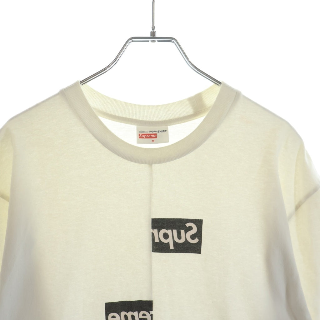 SUPREME(シュプリーム) 18AW ×COMME DES GARCONS SHIRT Split Box Logo Tee コムデギャルソンシャツ スプリットボックスロゴデザイン クルーネック 半袖Tシャツ カットソー ホワイト