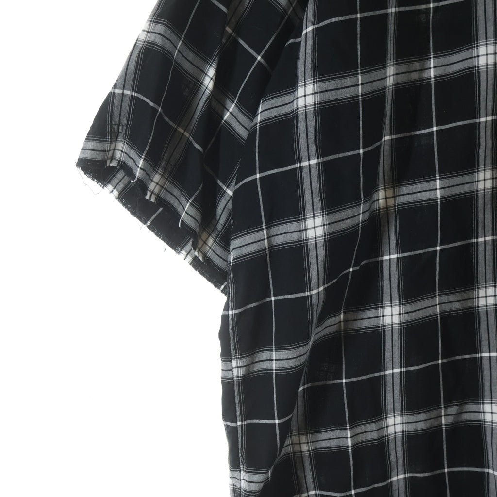 BALENCIAGA(バレンシアガ) 19SS SHORT SLEEVE CHECKED SHIRT 襟エンブロイダリー 総柄チェック デザイン 半袖 ボタンシャツ ブラック 558869