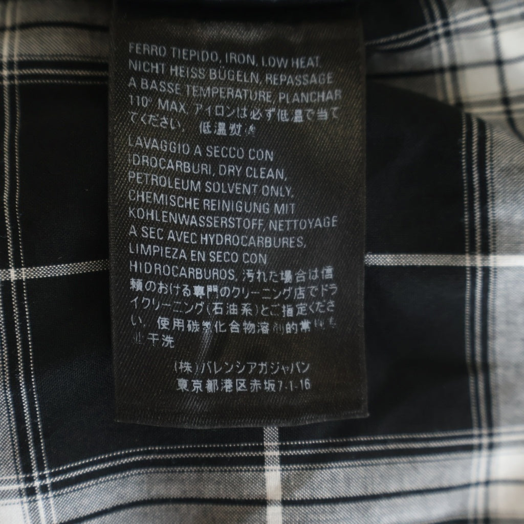 BALENCIAGA(バレンシアガ) 19SS SHORT SLEEVE CHECKED SHIRT 襟エンブロイダリー 総柄チェック デザイン 半袖 ボタンシャツ ブラック 558869