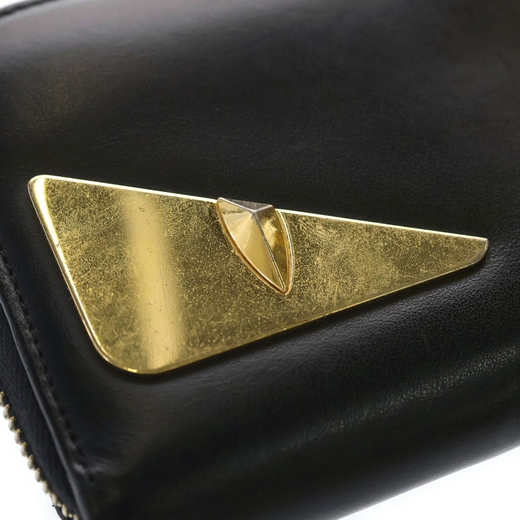 FENDI(フェンディ) バグズアイ モンスター ラウンドジップ レザー ロングウォレット 長財布 ブラック 7M0210-SQP-189-3260