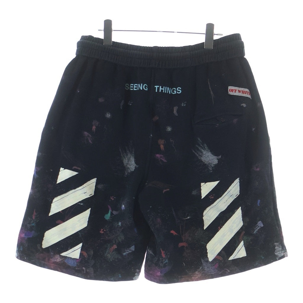 OFF-WHITE(オフホワイト) 17AW ペイントロゴ スウェット ショーツ ショート ハーフパンツ ブラック OMCB009F17619032