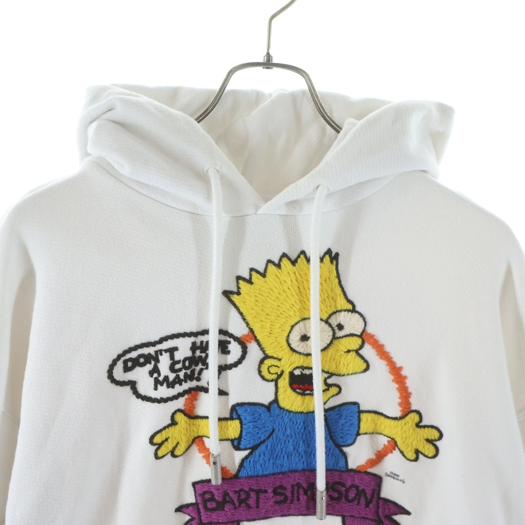 OFF-WHITE(オフホワイト) 19SS ×THE SIMPSONS ザシンプソンズ エンブロイダリーデザイン フーデッド スウェット プルオーバー パーカー ホワイト OMBB037S19D25004