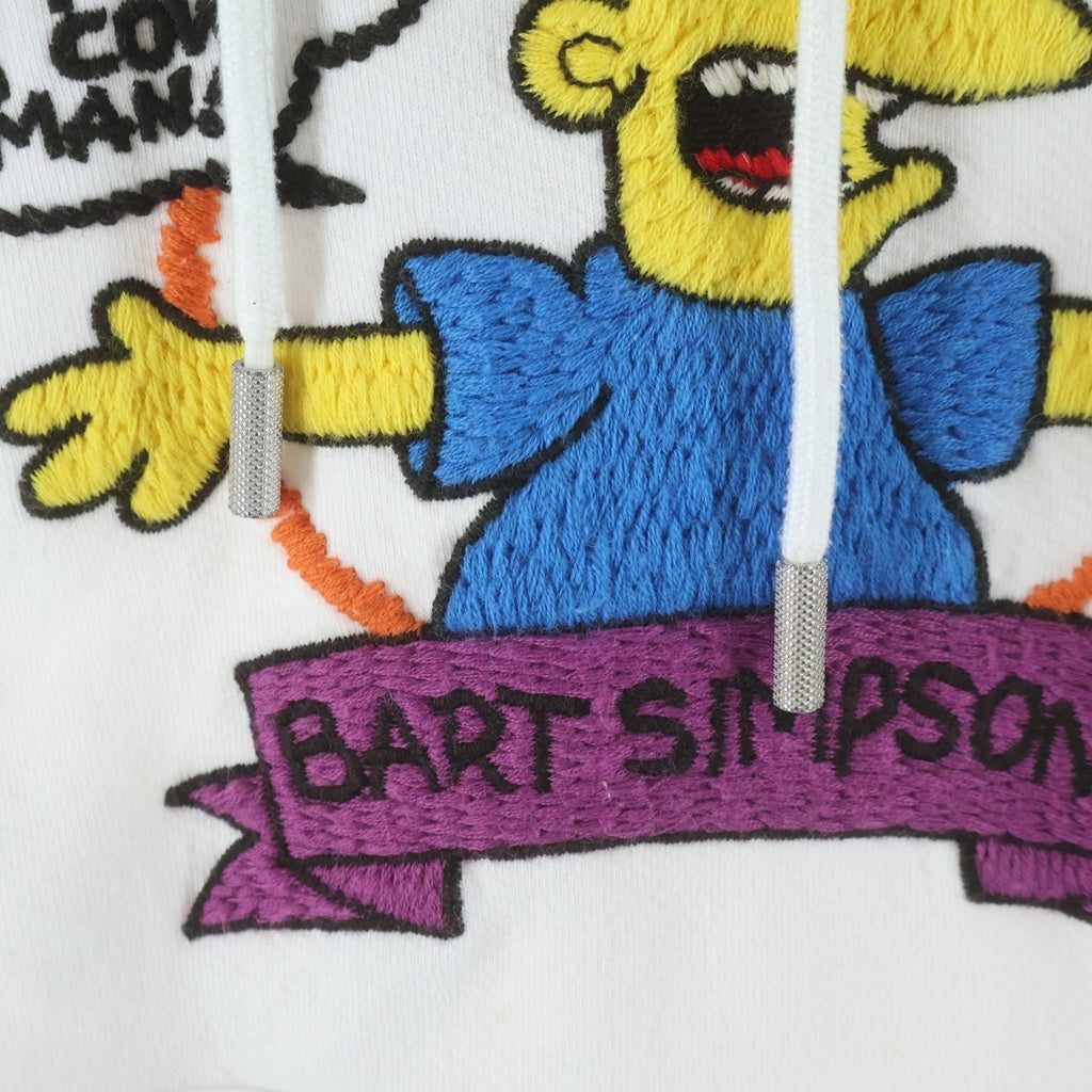 OFF-WHITE(オフホワイト) 19SS ×THE SIMPSONS ザシンプソンズ エンブロイダリーデザイン フーデッド スウェット プルオーバー パーカー ホワイト OMBB037S19D25004