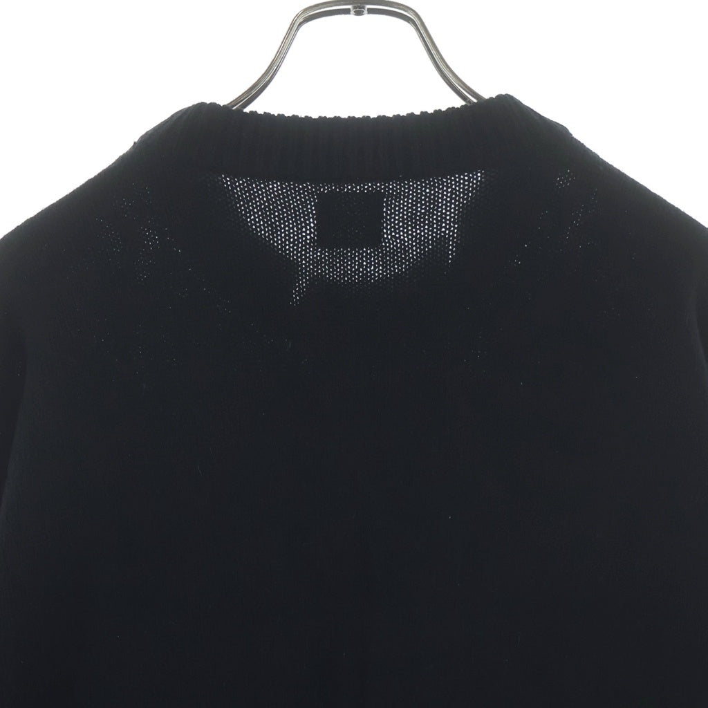 SAINT MICHAEL(セントマイケル) 22AW CLF MEN KNIT フロントデザイン ダメージ加工 デストロイ加工 ニットセーター ブラック SM-A22-0000-033