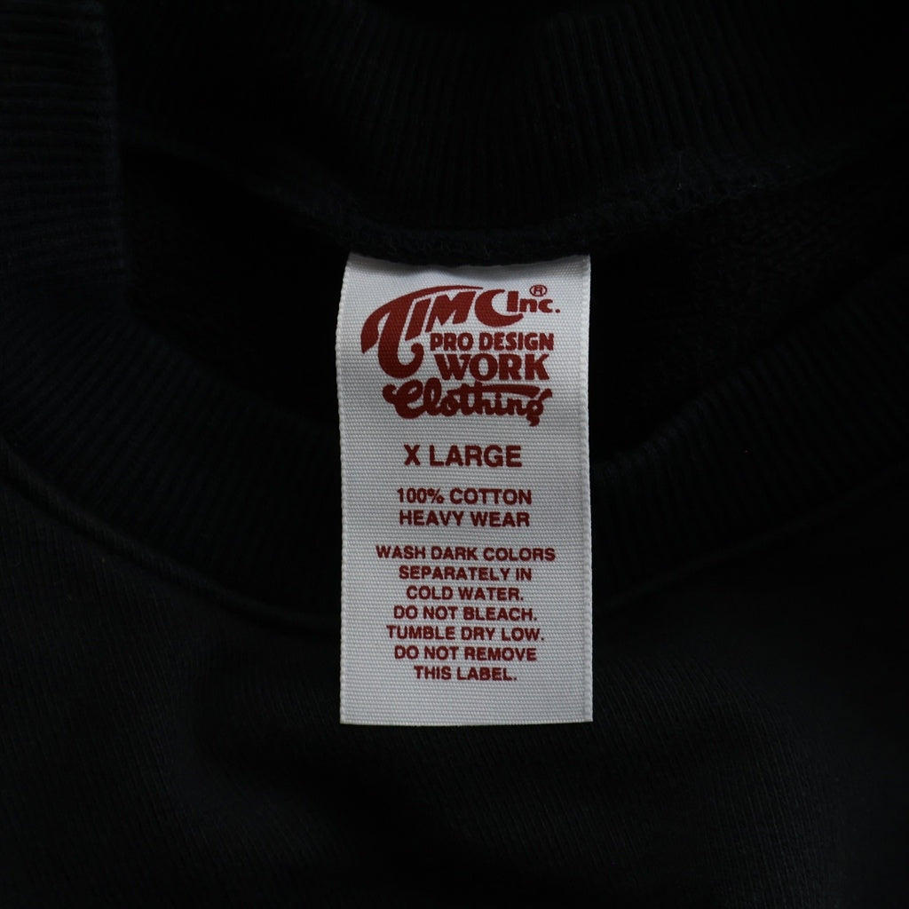 NO BRAND ノーブランド Timc Inc.（東京インディアンズ）ワンポイントロゴ クルーネックスウェット トレーナー ブラック NO BRAND(ノーブランド) Timc Inc.（東京インディアンズ）ワンポイント