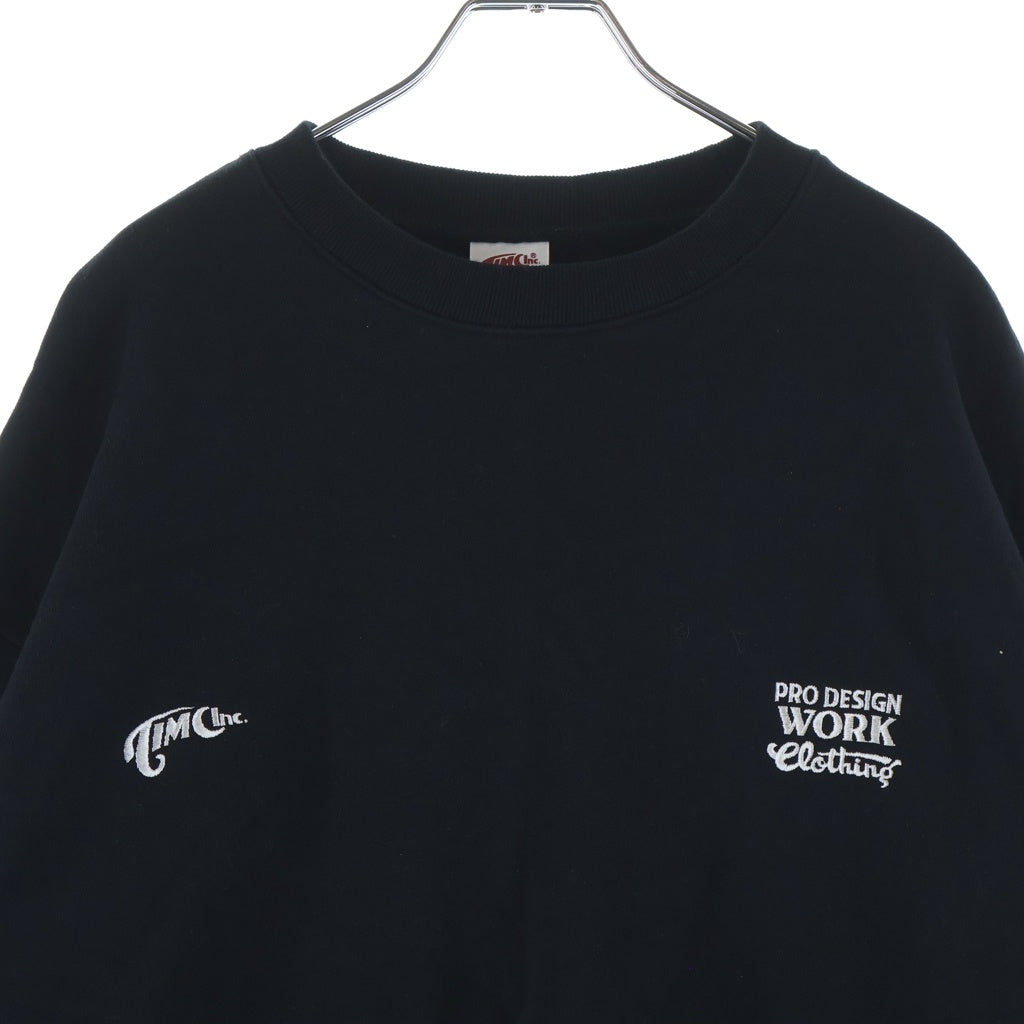 NO BRAND(ノーブランド) Timc Inc.（東京インディアンズ）フロントロゴ コットン クルーネック スウェット トレーナー ブラック