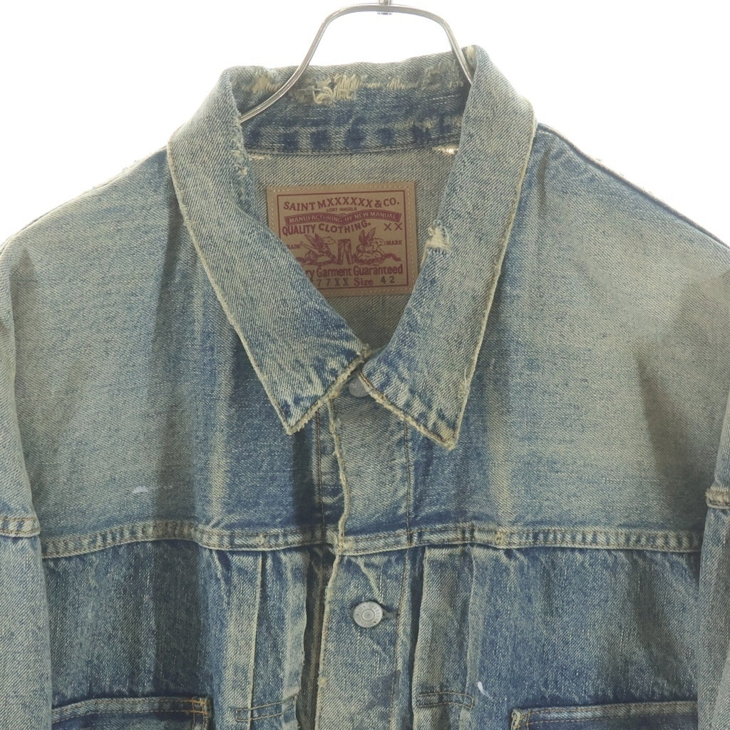 SAINT MICHAEL(セントマイケル) 23AW ×BerBerJin DENIM JACKET 777XX ベルベルジン 2nd ヴィンテージ加工 デニムジャケット インディゴ SM-A23-0000-C17