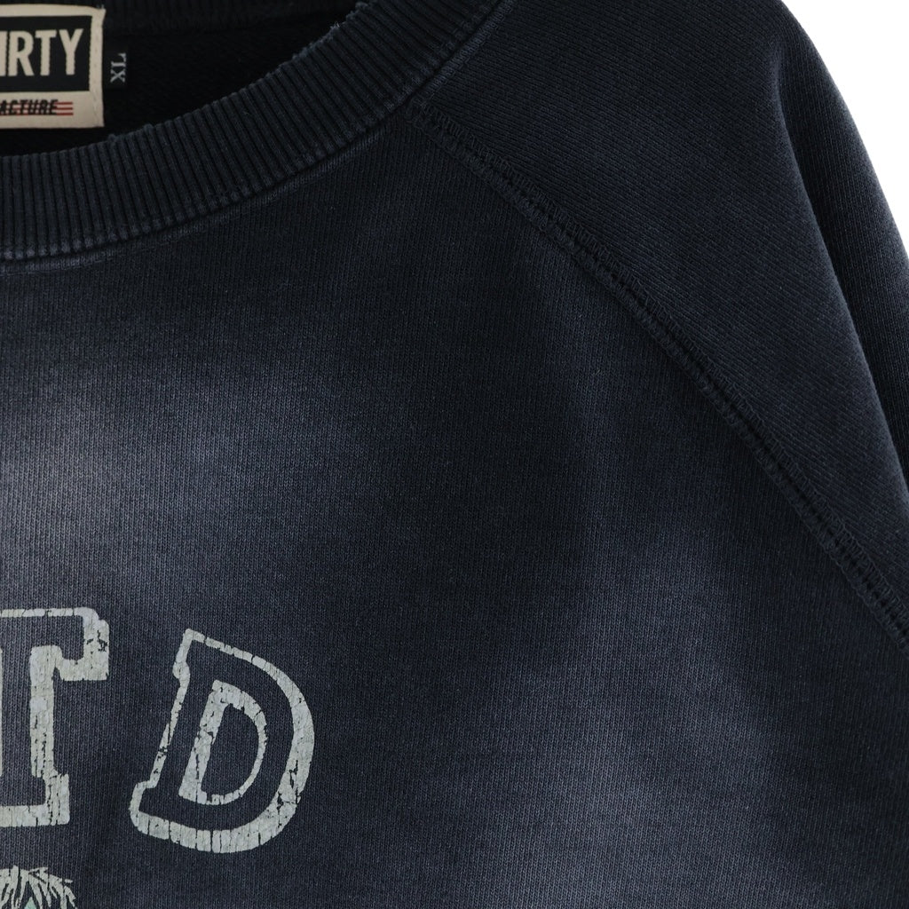 AT-DIRTY アットダーティー AT-DIRTY（アットダーティー）24AW DIRTY COLLEGE SWEAT ヴィンテージ加工 プリント スウェットトレーナー ブラック ATD24AW-01 AT-DIRTY(アットダーティー) AT-DIRTY（アットダーティー）24AW DIRTY