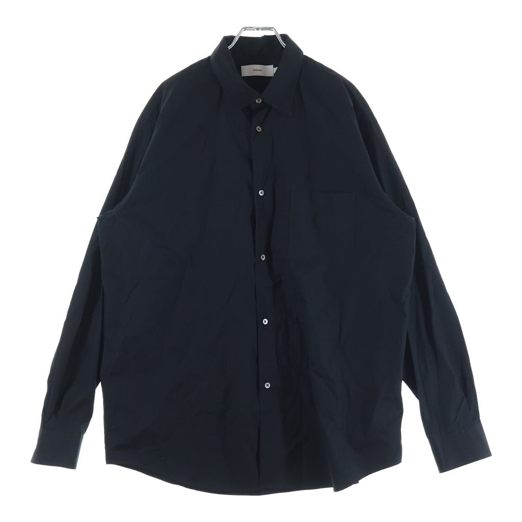 Graphpaper(グラフペーパー) 23AW High Count Regular Collar Round Cut Shirt レギュラーカラー ラウンドカット オーバーサイズ 長袖シャツ ブラック GM233-5032B