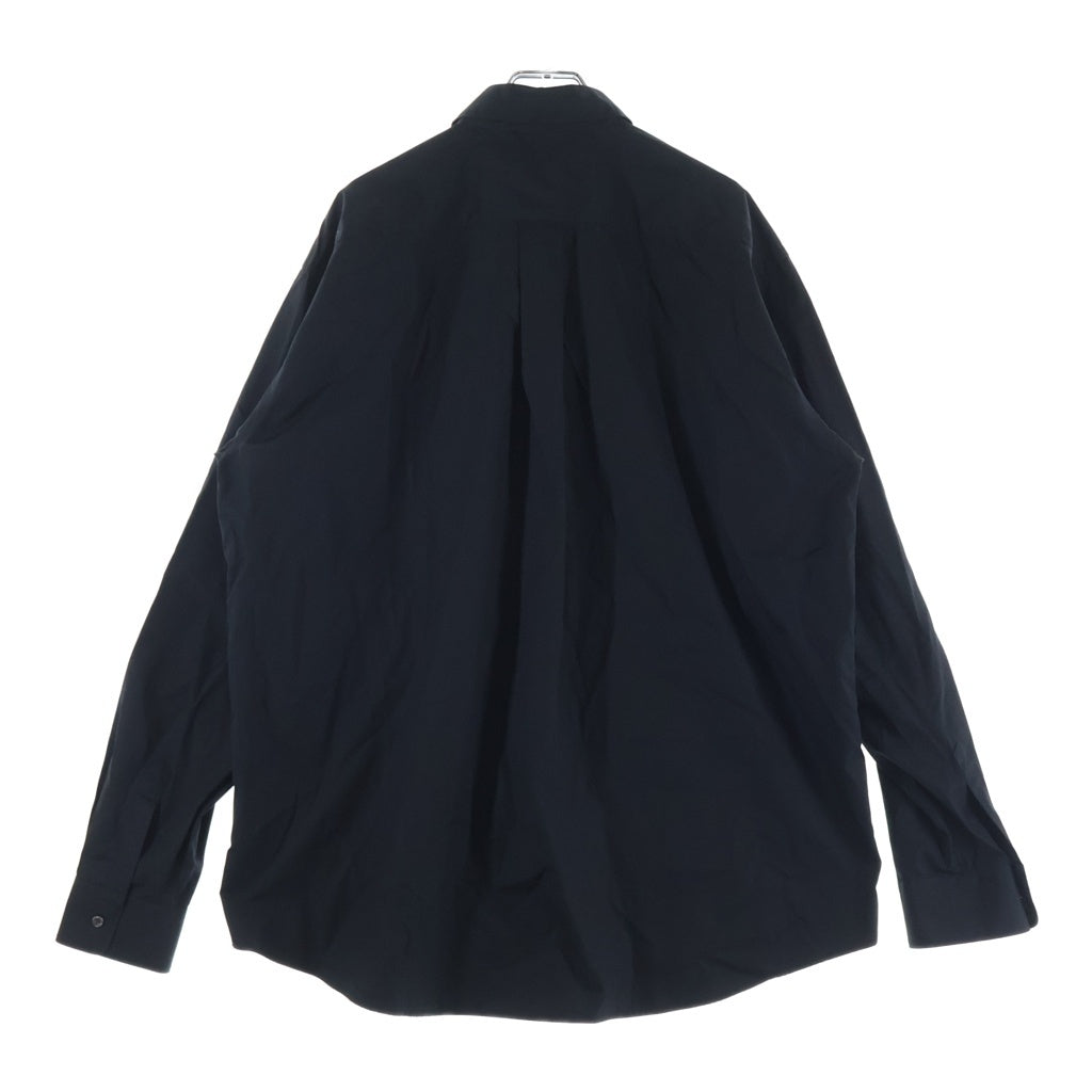 Graphpaper(グラフペーパー) 23AW High Count Regular Collar Round Cut Shirt レギュラーカラー ラウンドカット オーバーサイズ 長袖シャツ ブラック GM233-5032B