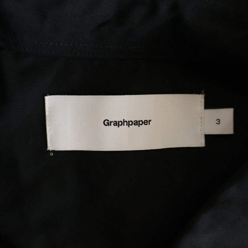 Graphpaper(グラフペーパー) 23AW High Count Regular Collar Round Cut Shirt レギュラーカラー ラウンドカット オーバーサイズ 長袖シャツ ブラック GM233-5032B