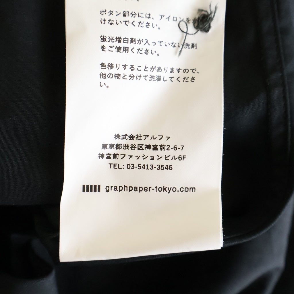 Graphpaper(グラフペーパー) 23AW High Count Regular Collar Round Cut Shirt レギュラーカラー ラウンドカット オーバーサイズ 長袖シャツ ブラック GM233-5032B