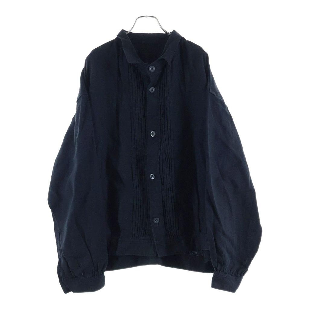 NO BRAND(ノーブランド) The 2 Monkeys（ザツーモンキーズ）French Work Blouse フレンチワーク ブラウス リネン 長袖シャツ ブラック