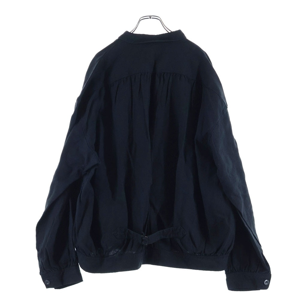 NO BRAND(ノーブランド) The 2 Monkeys（ザツーモンキーズ）French Work Blouse フレンチワーク ブラウス リネン 長袖シャツ ブラック