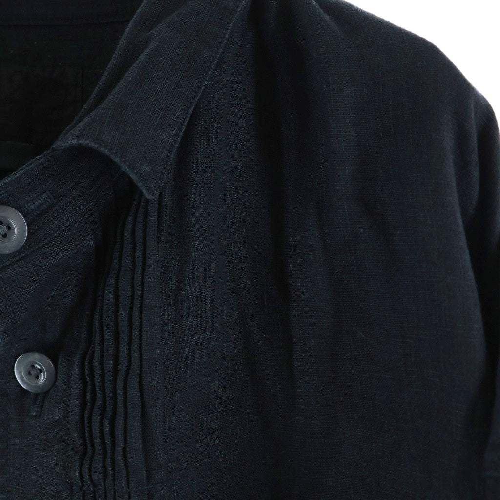 NO BRAND(ノーブランド) The 2 Monkeys（ザツーモンキーズ）French Work Blouse フレンチワーク ブラウス リネン 長袖シャツ ブラック