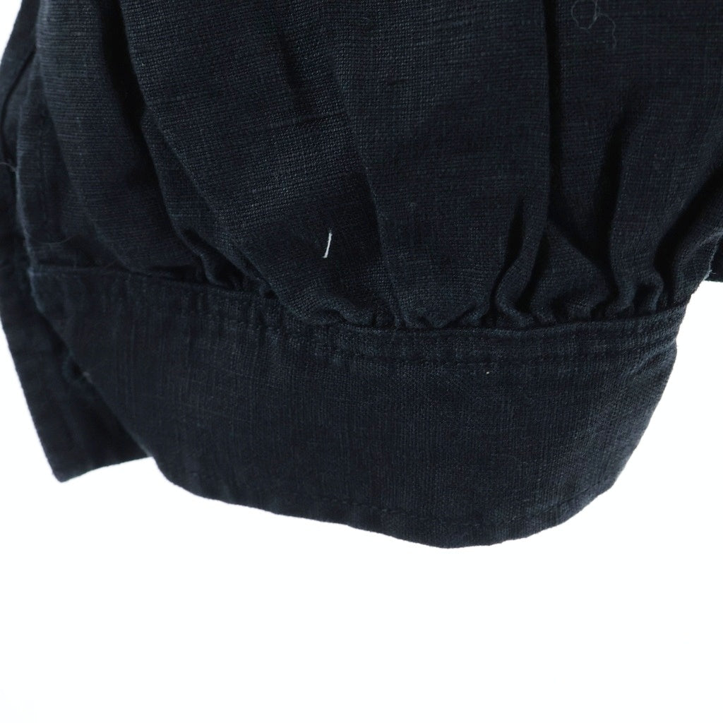 NO BRAND(ノーブランド) The 2 Monkeys（ザツーモンキーズ）French Work Blouse フレンチワーク ブラウス リネン 長袖シャツ ブラック