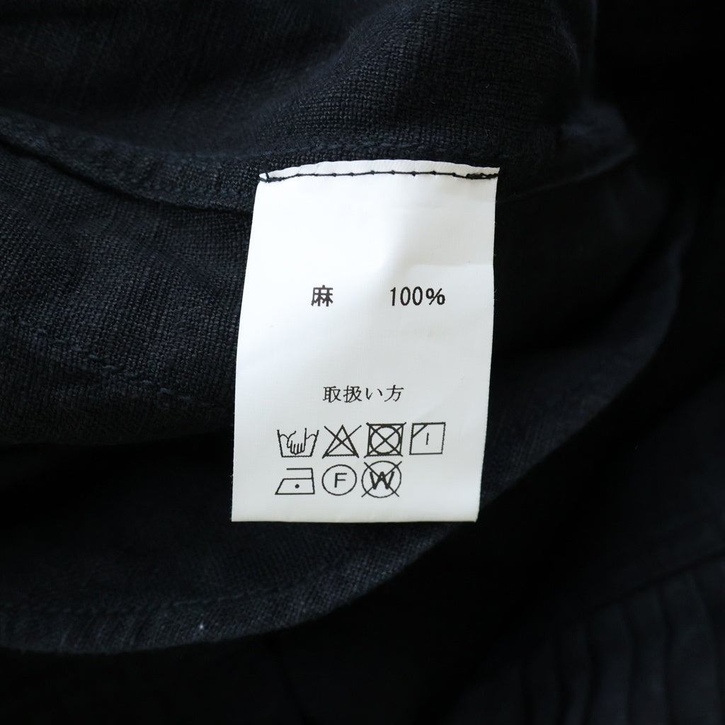 NO BRAND(ノーブランド) The 2 Monkeys（ザツーモンキーズ）French Work Blouse フレンチワーク ブラウス リネン 長袖シャツ ブラック