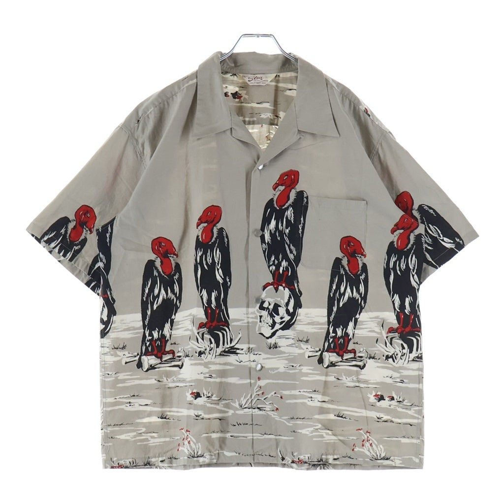 NO BRAND(ノーブランド) STAR OF HOLLYWOOD（スターオブハリウッド）CONDOR COTTON TYPEWRITER OPEN SHIRT コットン タイプライター オープンカラー コットン 半袖シャツ グレー SH39311