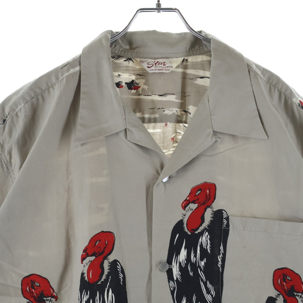 NO BRAND(ノーブランド) STAR OF HOLLYWOOD（スターオブハリウッド）CONDOR COTTON TYPEWRITER OPEN SHIRT コットン タイプライター オープンカラー コットン 半袖シャツ グレー SH39311