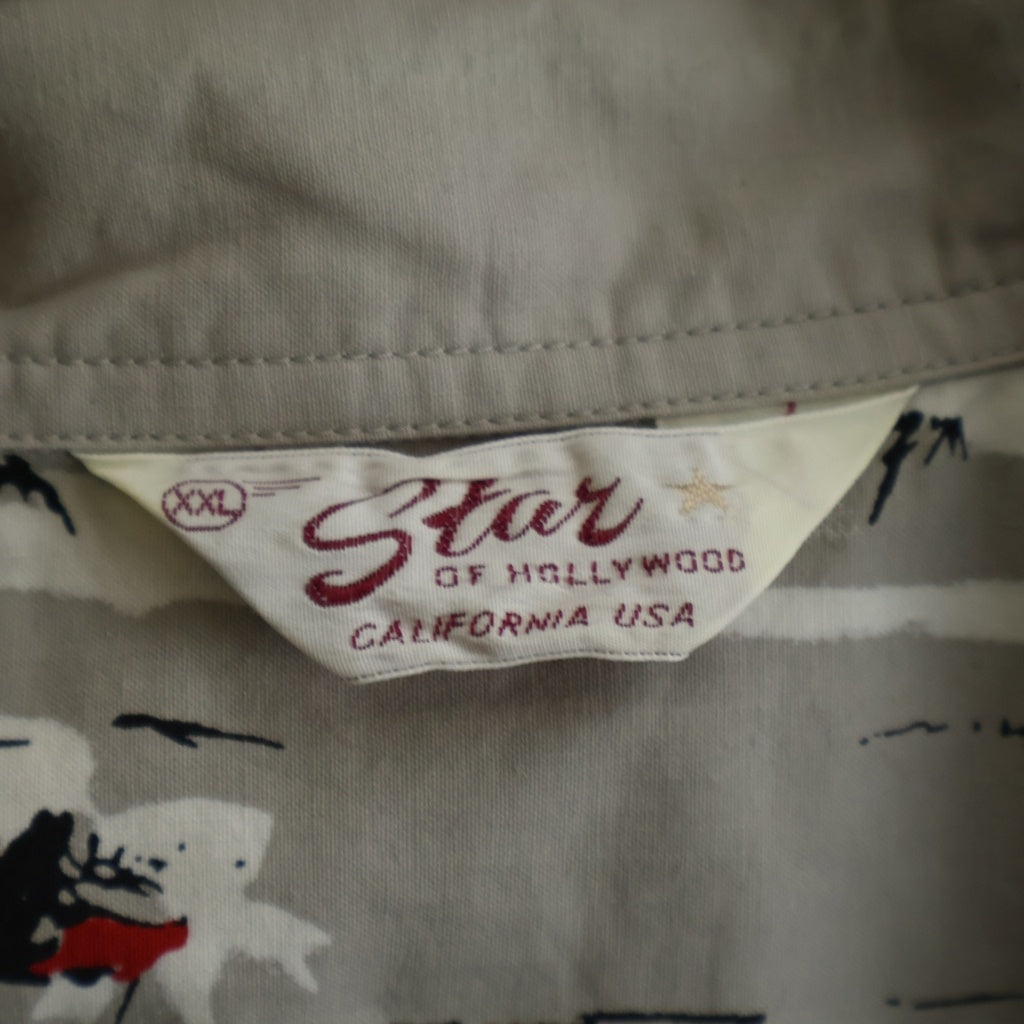 NO BRAND(ノーブランド) STAR OF HOLLYWOOD（スターオブハリウッド）CONDOR COTTON TYPEWRITER OPEN SHIRT コットン タイプライター オープンカラー コットン 半袖シャツ グレー SH39311