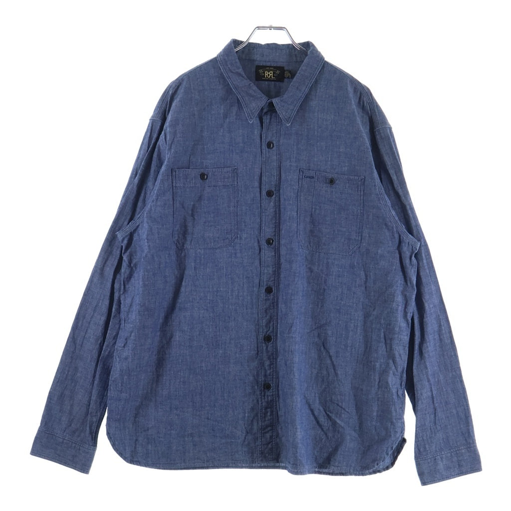 RRL(ダブルアールエル) コットン シャンブレー ワークシャツ 長袖シャツ ブルー