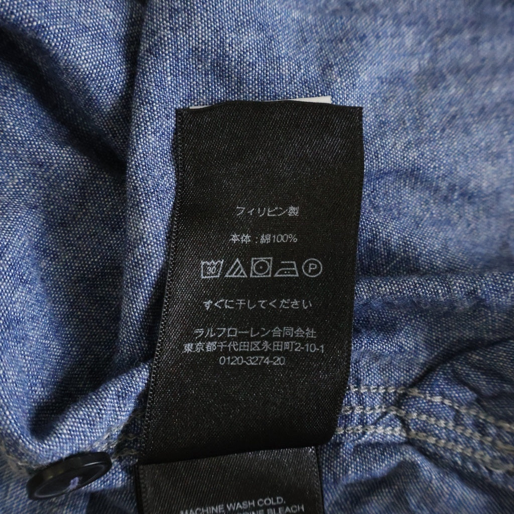 RRL(ダブルアールエル) コットン シャンブレー ワークシャツ 長袖シャツ ブルー