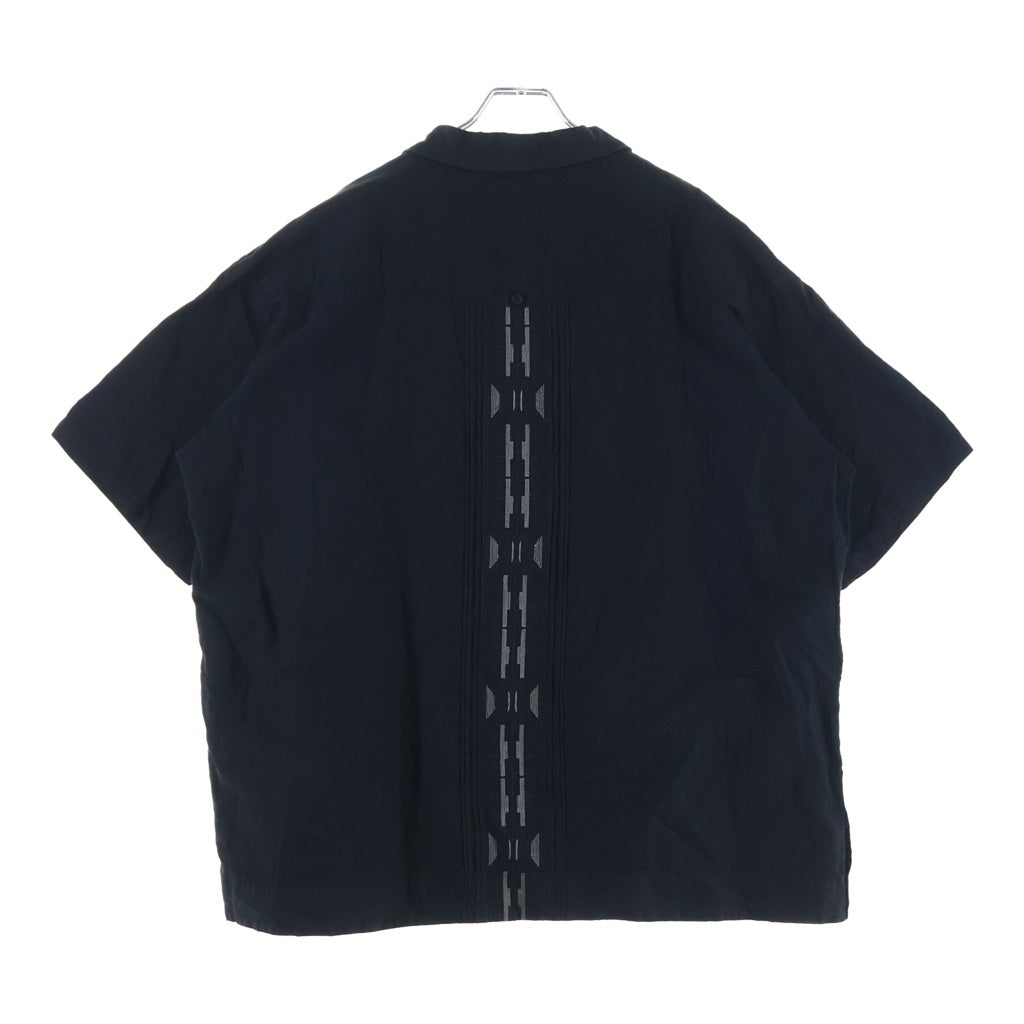 PENDLETON(ペンドルトン) ×Bill Wall Leather Cuba Shirt ビルウォールレザー コットンリネン オープンカラー キューバ 半袖シャツ ブラック 4275-6200