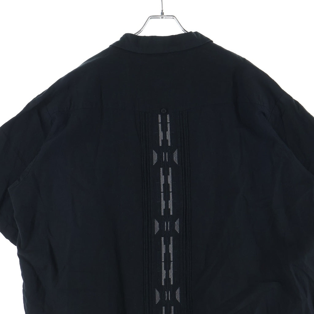 PENDLETON(ペンドルトン) ×Bill Wall Leather Cuba Shirt ビルウォールレザー コットンリネン オープンカラー キューバ 半袖シャツ ブラック 4275-6200