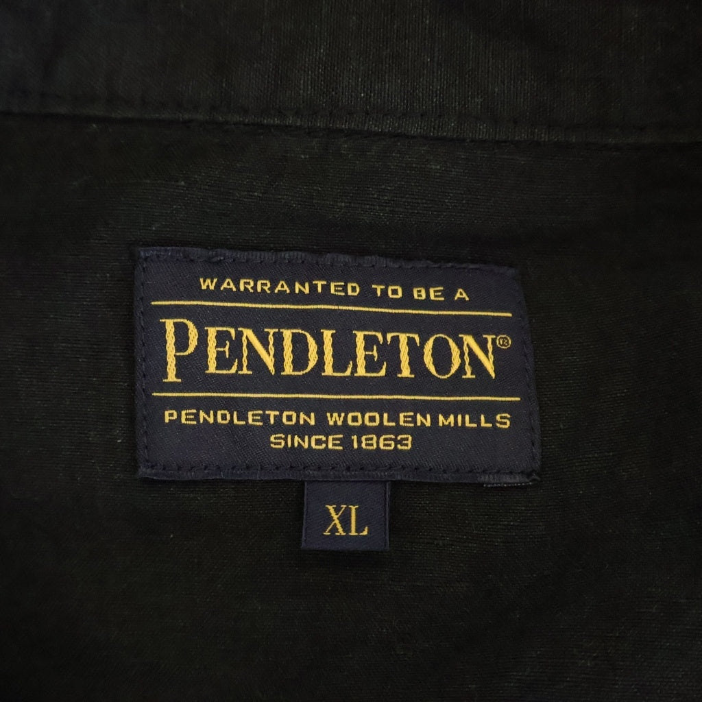 PENDLETON(ペンドルトン) ×Bill Wall Leather Cuba Shirt ビルウォールレザー コットンリネン オープンカラー キューバ 半袖シャツ ブラック 4275-6200