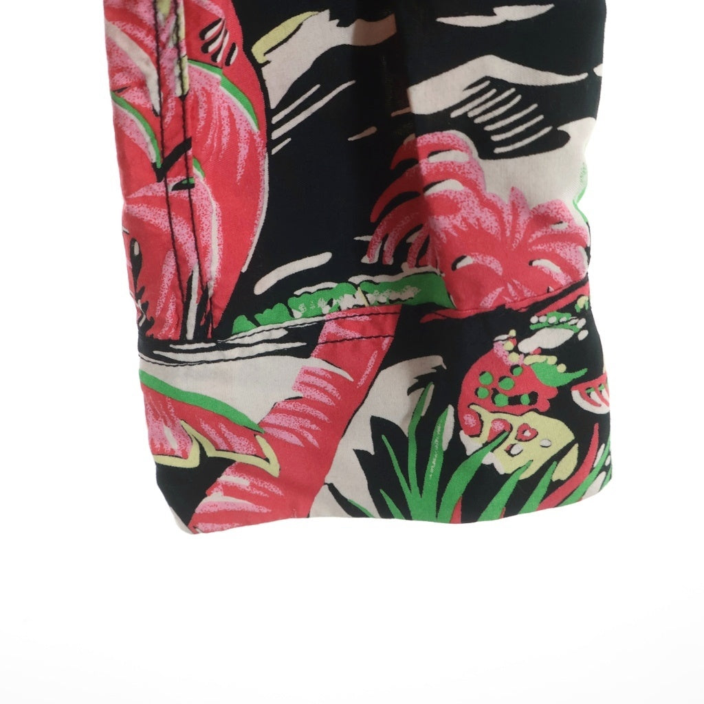 DUKE KAHANAMOKU(デュークカハナモク) SPECIAL EDITION HAWAIIAN VILLAGE スペシャルエディション ハワイアンビレッジ レーヨン オープンカラー 長袖シャツ ブラック/レッド DK290041