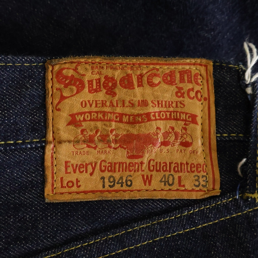 SUGAR CANE(シュガーケーン) 1946MODEL 07 13.5oz. BLUE DENIM WAIST OVERALLS 1946年モデル レザーパッチ 復刻 デニムパンツ インディゴ SC49007