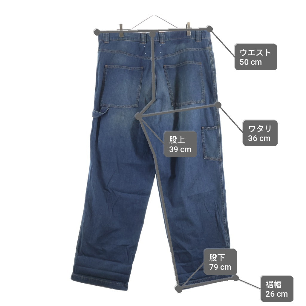MM6 Maison Margiela(エムエムシックスメゾンマルジェラ) 24SS ボタンフライ ウォッシュド コットン ペインターデニム パンツ インディゴ S50LA0220S30876