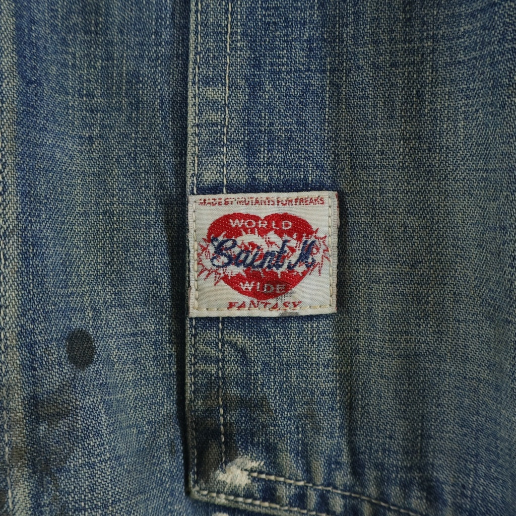 SAINT MICHAEL(セントマイケル) 24SS HEART TAG COVERALL ハートタグ ヴィンテージ加工カバーオール ジャケット インディゴ SM-YS8-0000-059