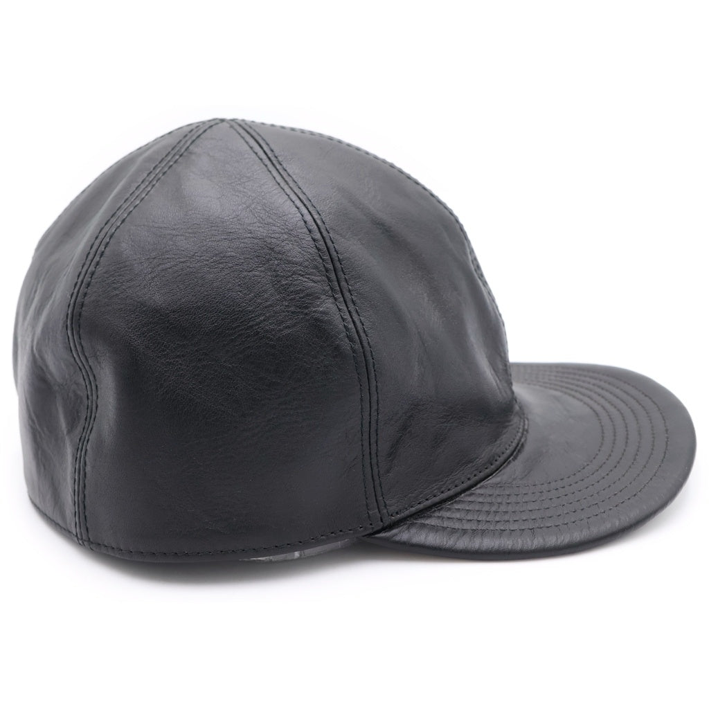NO BRAND(ノーブランド) BRUNEL&CO HATMAKERS 2TONE B.B.CAP ブルーネルハットメイカーズ マルチレザー Bデザイン 6パネル ベースボールキャップ 帽子 ブラック