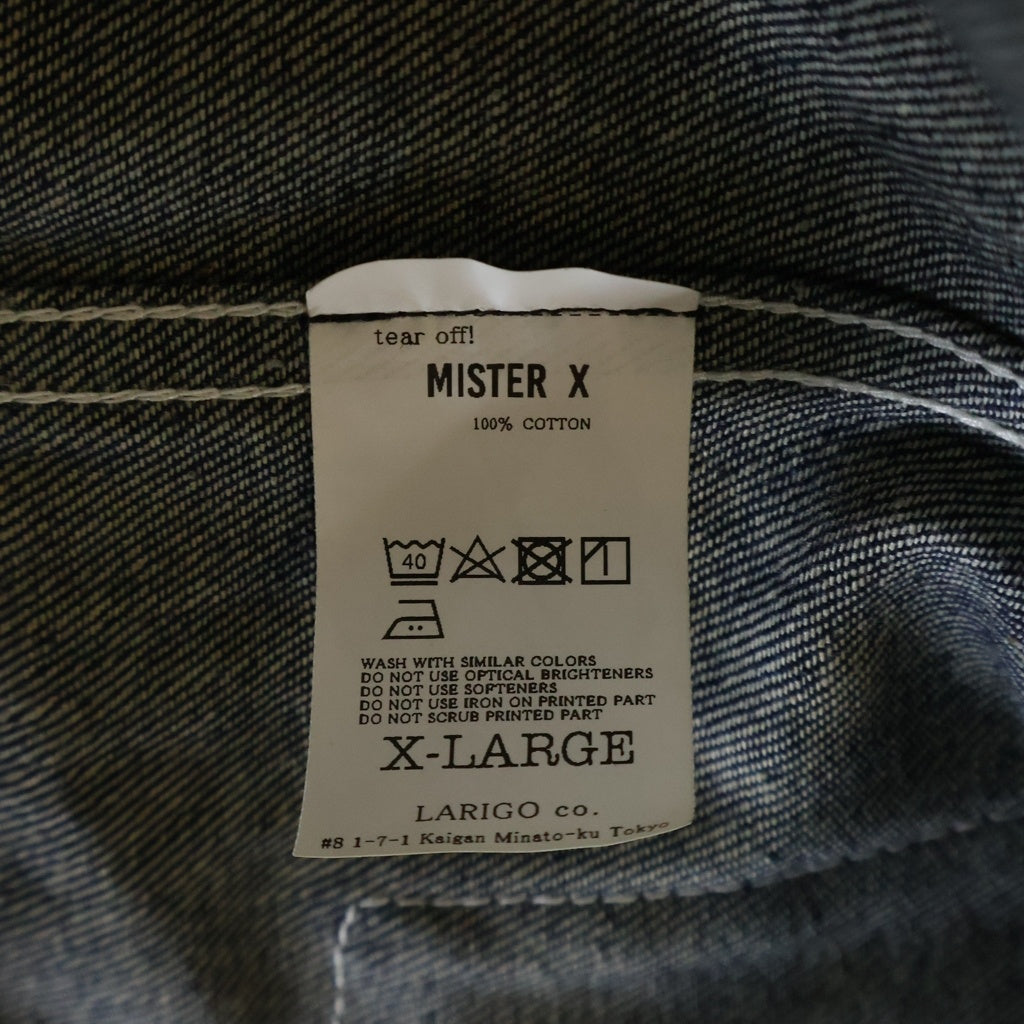 NO BRAND(ノーブランド) MISTER X RARITIES ミスターエックス レアリティーズ プリント カバーオール デニムジャケット 白ステッチ インディゴ