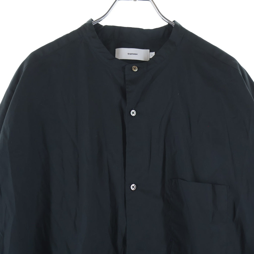 Graphpaper(グラフペーパー) 24SS Broad L/S Oversized Band Collar Shirt ブロード バンドカラー オーバーサイズ 長袖シャツ ブラック GM241-50002B