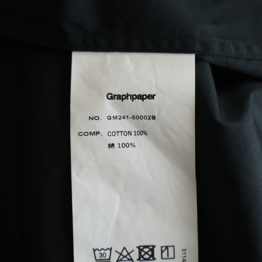 Graphpaper(グラフペーパー) 24SS Broad L/S Oversized Band Collar Shirt ブロード バンドカラー オーバーサイズ 長袖シャツ ブラック GM241-50002B