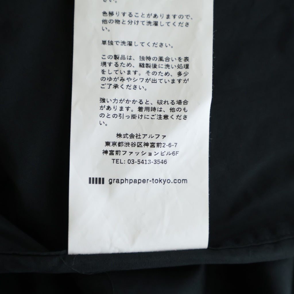 Graphpaper(グラフペーパー) 24SS Broad L/S Oversized Band Collar Shirt ブロード バンドカラー オーバーサイズ 長袖シャツ ブラック GM241-50002B