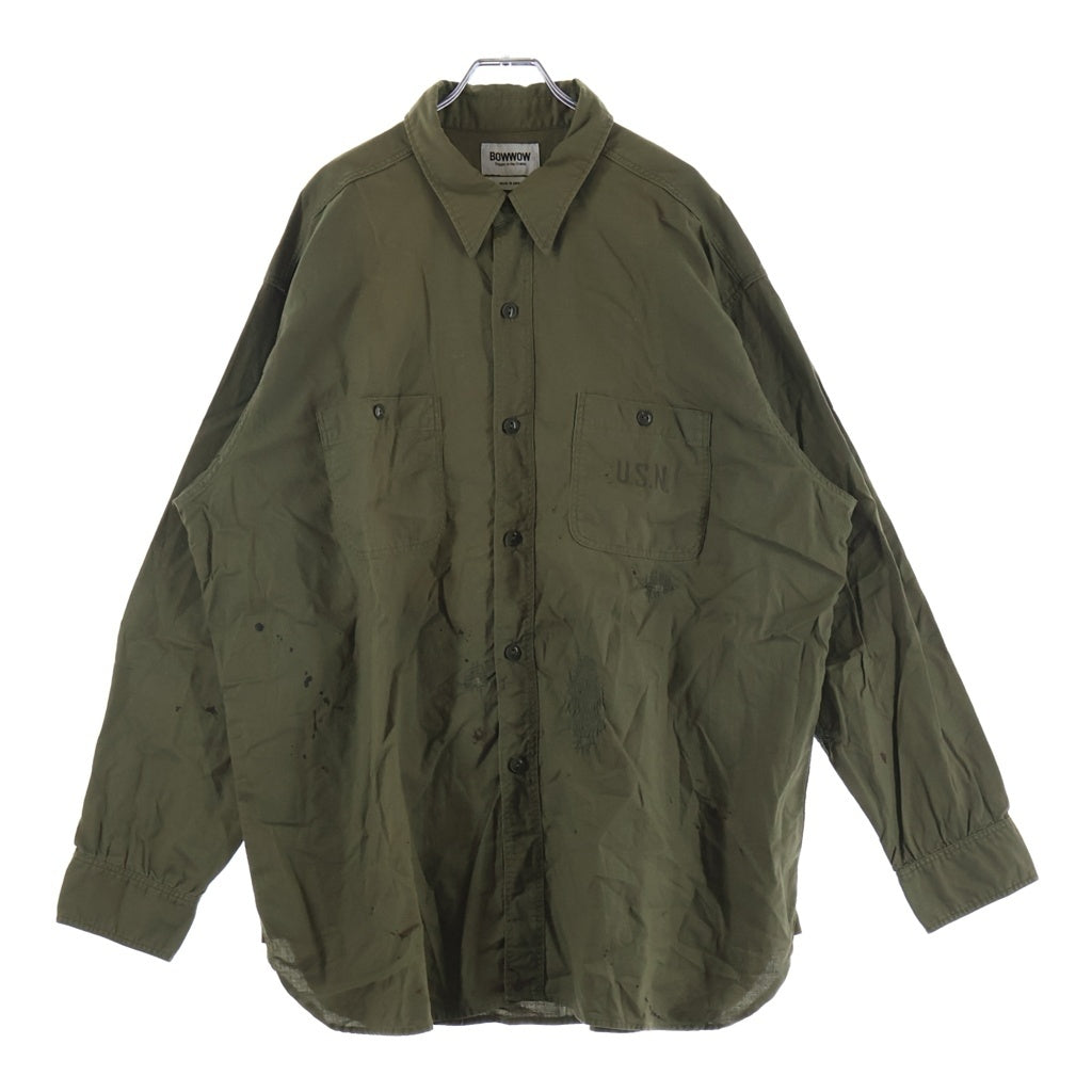 BOWWOW(バウワウ) US ARMY NAVY N3 SHIRTS リペア加工 コットン ポプリン ミリタリー 長袖シャツ カーキ