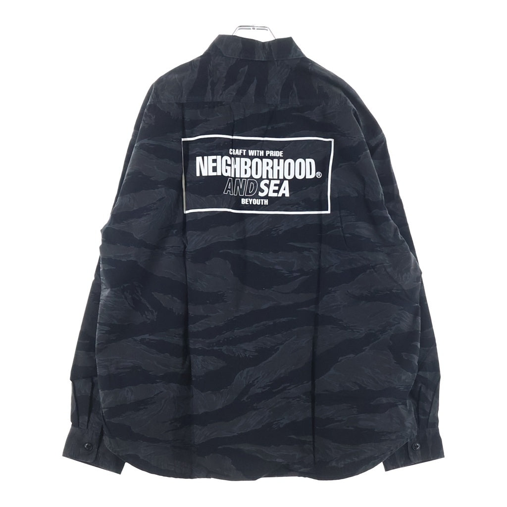 WIND AND SEA(ウィンダンシー) 23SS ×NEIGHBORHOOD TIGER CAMO LS SHIRT ネイバーフッド タイガーカモ 長袖シャツ ブラック WDS-C-NBHD-23-Q3-04