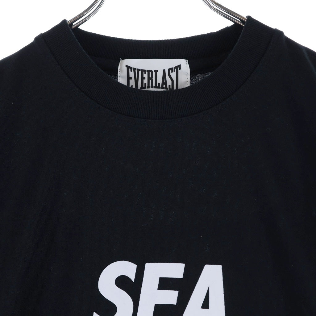 WIND AND SEA(ウィンダンシー) ×EVERLAST LOGO PRINT GYM T-SHIRT エバーラスト ロゴ プリント ジム Tシャツ クルーネック 半袖Tシャツ カットソー ブラック WDS-EVRL-04